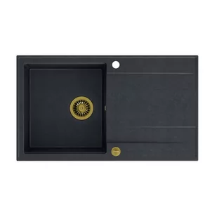 QUADRON Zlew EVAN 111 black diamond + syfon ZŁOTY - Zlewozmywaki - miniaturka - grafika 1