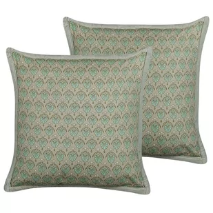 Lumarko 2 bawełniane poduszki dekoracyjne w liście 45 x 45 cm zielona PICTUS - Poduszki dekoracyjne - miniaturka - grafika 1