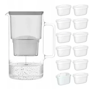 Wessper AquaMax Crystalline 2,5L Szary szklany dzbanek filtrujący z 12 wkładami - Dzbanki filtrujące - miniaturka - grafika 1
