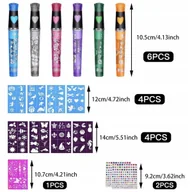 Zabawki kreatywne - TATUAŻE BROKATOWE MAZAKI DO MALOWANIA SKÓRY BROKATOWE + SZABLONY - miniaturka - grafika 1