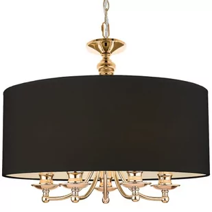 EVO Wisząca LAMPA abażurowa P05896AU EVO okrągła OPRAWA klasyczna ZWIS na łańcuchu czarny złoty P05896AU - Lampy sufitowe - miniaturka - grafika 1