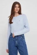 Swetry damskie - Tommy Hilfiger sweter bawełniany kolor niebieski lekki - miniaturka - grafika 1