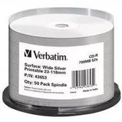 Nośniki danych - Verbatim CD-R 700MB x52 50szt błyszcząca powierzchnia szeroki nadruk - miniaturka - grafika 1