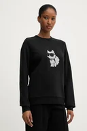 Bluzy damskie - Karl Lagerfeld bluza IKON damska kolor czarny z nadrukiem A3W20066 - miniaturka - grafika 1