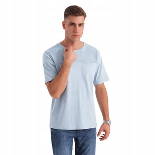 Męski t-shirt LOOSE FIT z kieszonką - błękitny V4 OM-TSCT-0171 rozmiar XL - Koszulki męskie - miniaturka - grafika 1