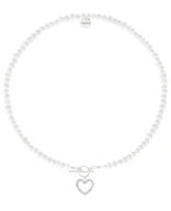 Naszyjniki - Naszyjnik z pereł ze srebrnym sercem i kryształkami 45 cm - miniaturka - grafika 1
