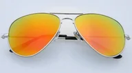 Okulary przeciwsłoneczne - Okulary Pilotki srebrno pomarańczowe aviator przeciwsłoneczne 2163d - miniaturka - grafika 1