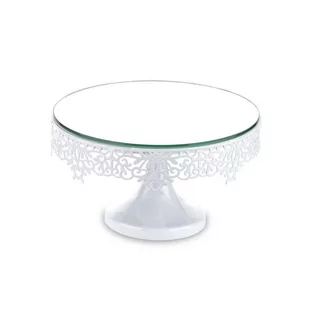 Max-land PATERA BIAŁA METALOWA Z LUSTREM DUŻA 13,5x24cm 131471 - Tace i patery - miniaturka - grafika 1
