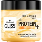 Maski do włosów - Gliss Kur Performance Treat 4-in-1 Nutrition Mask maska odżywcza do włosów Protein + Shea Butter 400ml - miniaturka - grafika 1