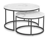 Ławy i stoliki kawowe - Zestaw nowoczesnych biały stolików marmur H7-N84 - miniaturka - grafika 1