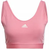 Biustonosze - Stanik sportowy damski adidas Essentials 3-Stripes różowy H10189 L - miniaturka - grafika 1