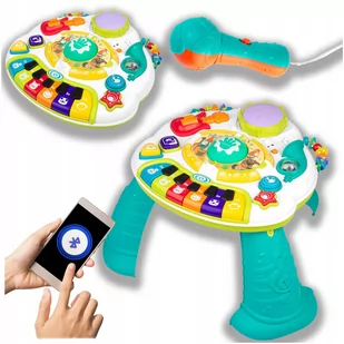 STOLIK EDUKACYJNY INTERAKTYWNY 2w1 PIANINKO PANEL MUZYCZNY MUZYKA MIKROFON - Zestawy mebli dla dzieci - miniaturka - grafika 1