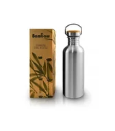 Shakery i bidony sportowe - Butelka metalowa ze stali nierdzewnej z bambusową nakrętką, ZERO WASTE, 500 ml, Bambaw - miniaturka - grafika 1