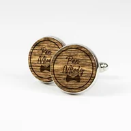 Spinki do mankietów i krawatów - Spinki do mankietów drewniane - Pan Młody - miniaturka - grafika 1