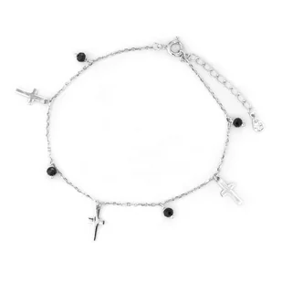 Srebrna Bransoletka 925 Krzyżyk Onyks - Bransoletki - miniaturka - grafika 1