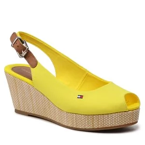 Sandały Tommy Hilfiger - Iconic Elba Sling Back Wedge FW0FW04788 Vivid Yellow ZGS - Sandały damskie - miniaturka - grafika 1