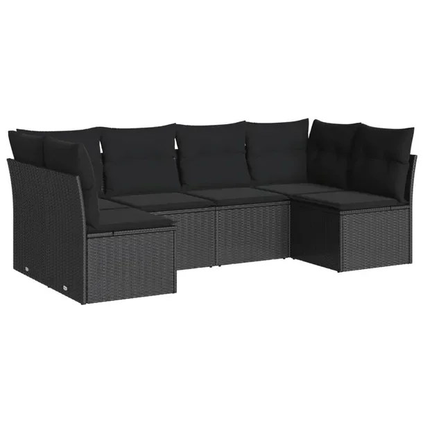 Zestaw Wypoczynkowy z Rattanu PE, Czarny, 234x124x69 cm, Modułowy
