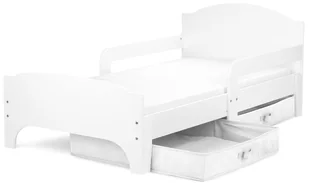 Białe drewniane łóżko dziecięce 70x140cm smart + 2 białe szuflady/pojemniki na pościel - Łóżka dla dzieci i młodzieży - miniaturka - grafika 1