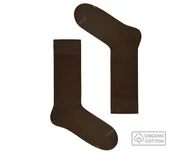 Skarpetki męskie - Brązowe klasyczne skarpetki z bawełny organicznej - miniaturka - grafika 1