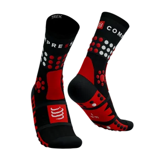 COMPRESSPORT skarpetki trekkingowe TREKKING SOCKS black/core red/white - Skarpetki sportowe męskie - miniaturka - grafika 1