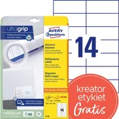 Etykiety samoprzylepne i bloki etykiet - Etykiety papierowe 105x42,3mm białe AVERY ZWECKFORM ULTRA GRIP trwałe 25+5ark 30 etykiet /6136/ - miniaturka - grafika 1