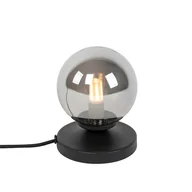 Lampy stojące - QAZQA Lampa stołowa art deco czarna przydymione szkło - Athens - miniaturka - grafika 1