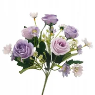 Sztuczne kwiaty - Róża Sztuczna Fioletowa Bukiet 15 Sztuk 30 Cm - miniaturka - grafika 1