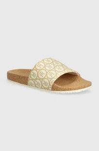 Tommy Hilfiger klapki TH EMBLEM CORK SLIDE damskie kolor beżowy FW0FW07848 - Klapki i japonki damskie - miniaturka - grafika 1