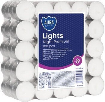 Aura Candles Świeca bezzapachowa 8h 100szt