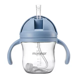 MININOR, Bidon/Niekapek ze słomką, tritanowy, 220 ml, Niebieski - Bidony dla dzieci - miniaturka - grafika 1