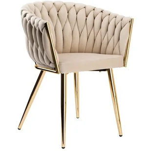 Krzesło EHOKERY Cofton Gold Velvet Beżowy - Fotele - miniaturka - grafika 1