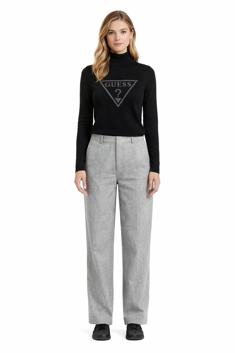 GUESS CZARNE BODY Z DŁUGIM RĘKAWEM I LOGO NA PRZODZIE XS I3A