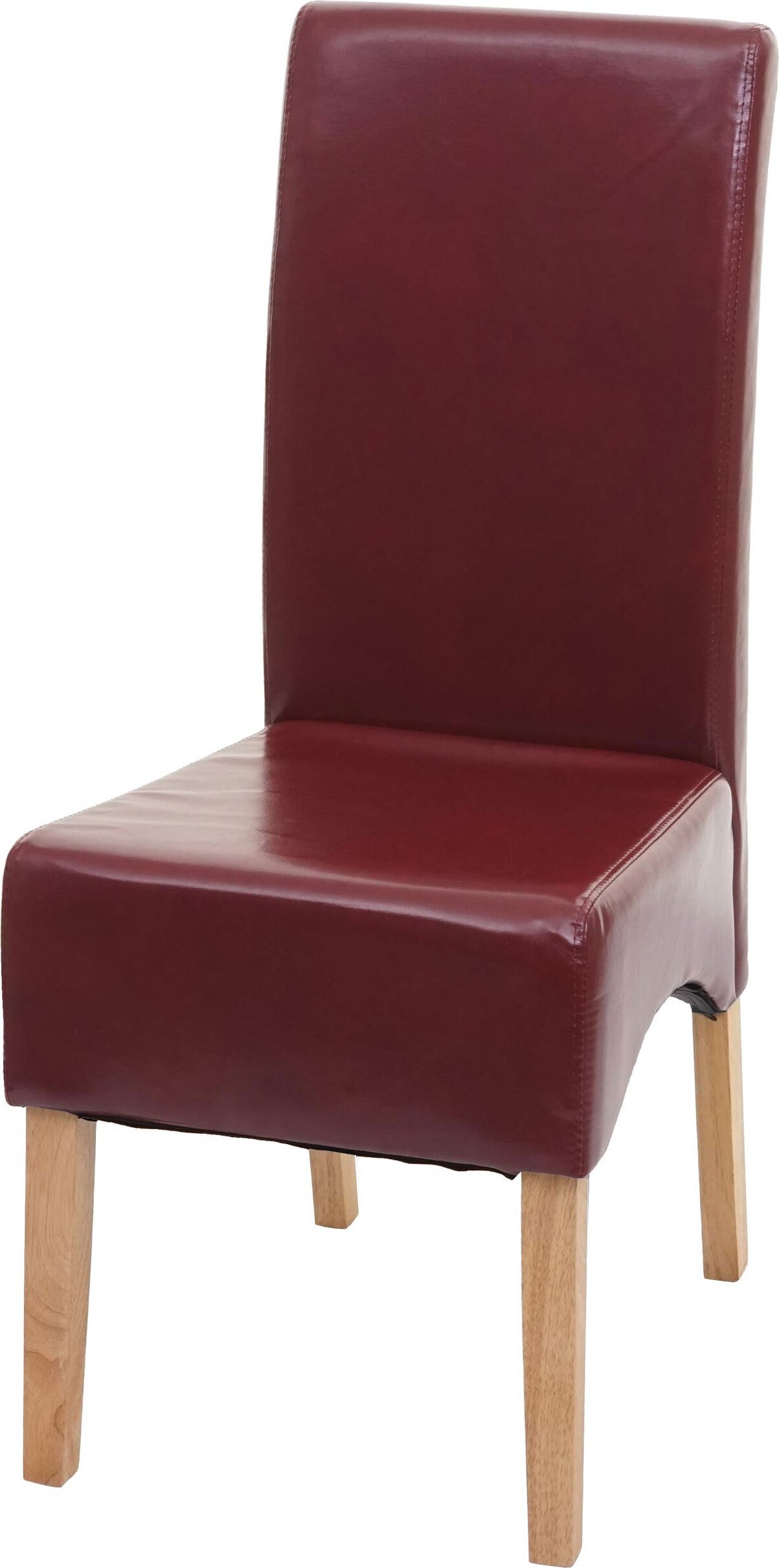 Krzesło do jadalni Latina, krzesło kuchenne, skóra ~ czerwony, jasne nogi