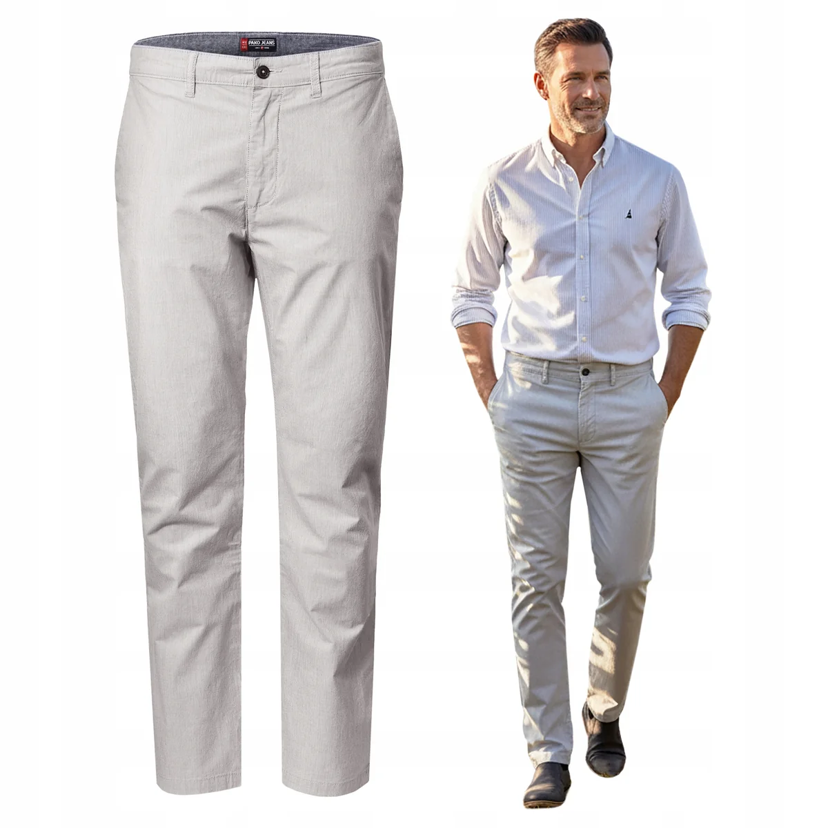 SPODNIE Męskie CASUAL Chinosy Bawełniane SPENCER SZARE Regular Pako Jeans SPODNIE Męskie CASUAL Chinosy Bawełniane SZARE Regular W32/L32 Pako Jeans