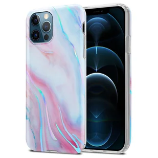 Cadorabo Etui kompatybilne z Apple iPhone 12 PRO MAX - Etui w kolorze White Pink Marble nr 15 ? Etui na telefon wykonane z silikonu TPU z wzorem mozaiki - silikonowe etui Ultra Slim Back Cover Case Bumper - Etui i futerały do telefonów - miniaturka - grafika 1
