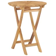 Stoły ogrodowe - Składany stół ogrodowy, Ø 60 cm, lite drewno tekowe - miniaturka - grafika 1