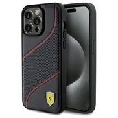 Etui i futerały do telefonów - Ferrari FEHCP15XPWAK iPhone 15 Pro Max 6.7" czarny/black hardcase Perforated Waves Metal Logo - miniaturka - grafika 1