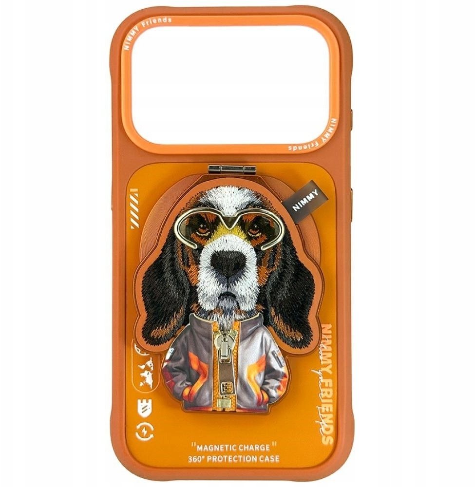 Nimmy Etui Cool&Cute 2.0 Dog do iPhone 17 Pro z magnetyczną zawieszką pomarańczowy