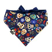 Ubranka dla psów - Bandamka dla psa Día de los Muertos, wiązana chusteczka, bawełniana apaszka w meksykańskie czaszki-L - miniaturka - grafika 1