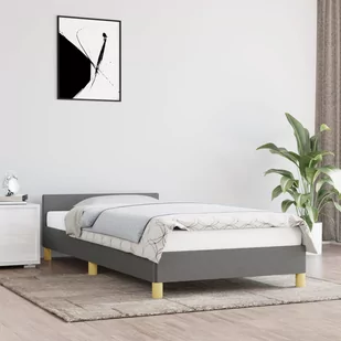 Lumarko Rama łóżka z zagłówkiem, ciemnoszara, 90x200 cm, obita tkaniną - Łóżka - miniaturka - grafika 1