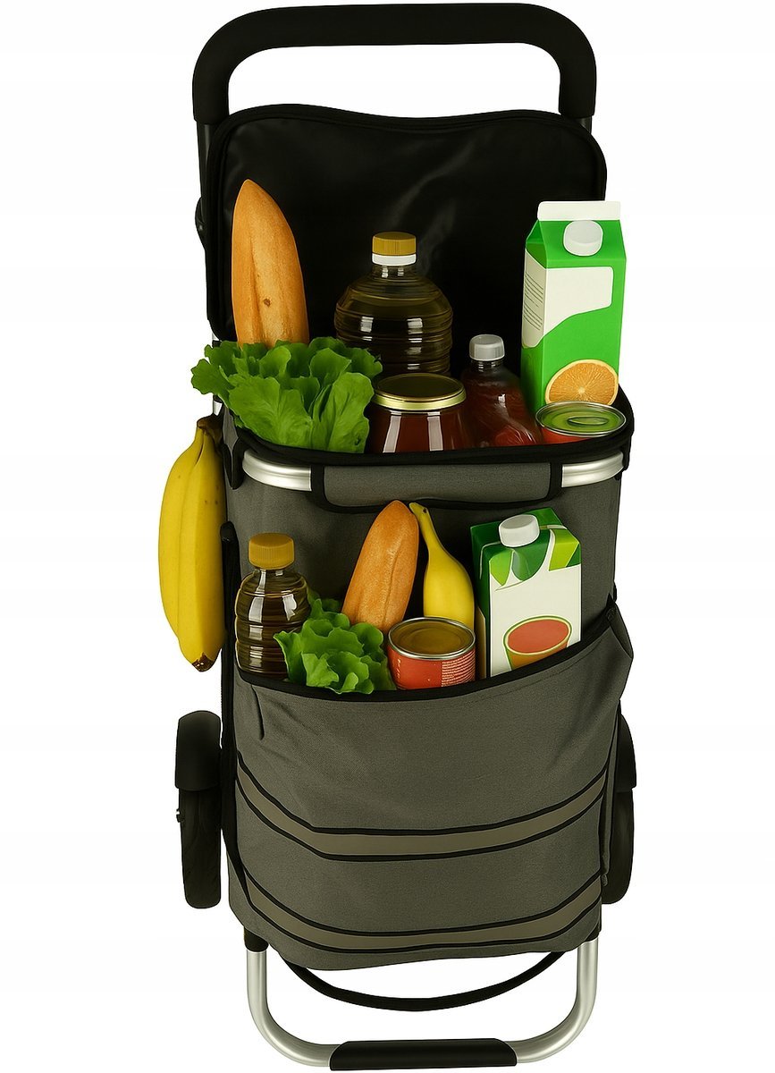 Wózek torba na zakupy na kółkach ze stelażem 100cm szary