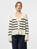 Swetry damskie - Pieces Kardigan w kolorze kremowo-czarnym - miniaturka - grafika 1