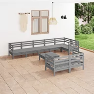 Meble ogrodowe - vidaXL 9-cz zestaw wypoczynkowy do ogrodu szary drewno sosnowe 3083356 - miniaturka - grafika 1