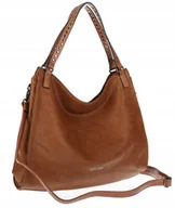 Torebki damskie - Torebka Damska Shopper worek modna duża torba A4 na Ramię 6867 Brązowa - miniaturka - grafika 1