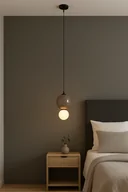 Lampy sufitowe - PIEVE PND-95221-1M-BR lampa wisząca ceramiczna kula beż LED 18cm - miniaturka - grafika 1