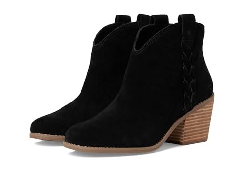 TOMS Damskie botki Constance, czarny zamsz/warkocz, 36 EU, Czarny zamszowy warkocz, 36 EU