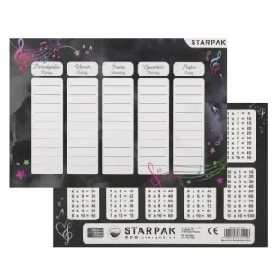 Plan lekcji z tabliczką mnożenia Music (25szt) - STARPAK - Szkolne artykuły papiernicze - miniaturka - grafika 1