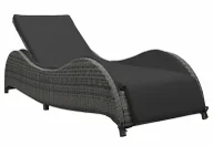 Leżaki ogrodowe - Elior Antracytowy leżak technorattanowy ogrodowy z poduszką H5-Z30 - miniaturka - grafika 1