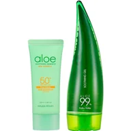 Zestawy kosmetyków męskich - Holika Holika Zestaw: Aloe Sun Gel SPF50+ 100ml + Żel aloesowy 99% 250ml - miniaturka - grafika 1
