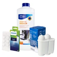Akcesoria i części do ekspresów do kawy - Zestaw Philips - Filtr Philips Intenza+ CA6702 2szt, Uniwersalny Odkamieniacz Aqualogis 1L, Philips CA6704/10 Tabletki Czyszczące - miniaturka - grafika 1